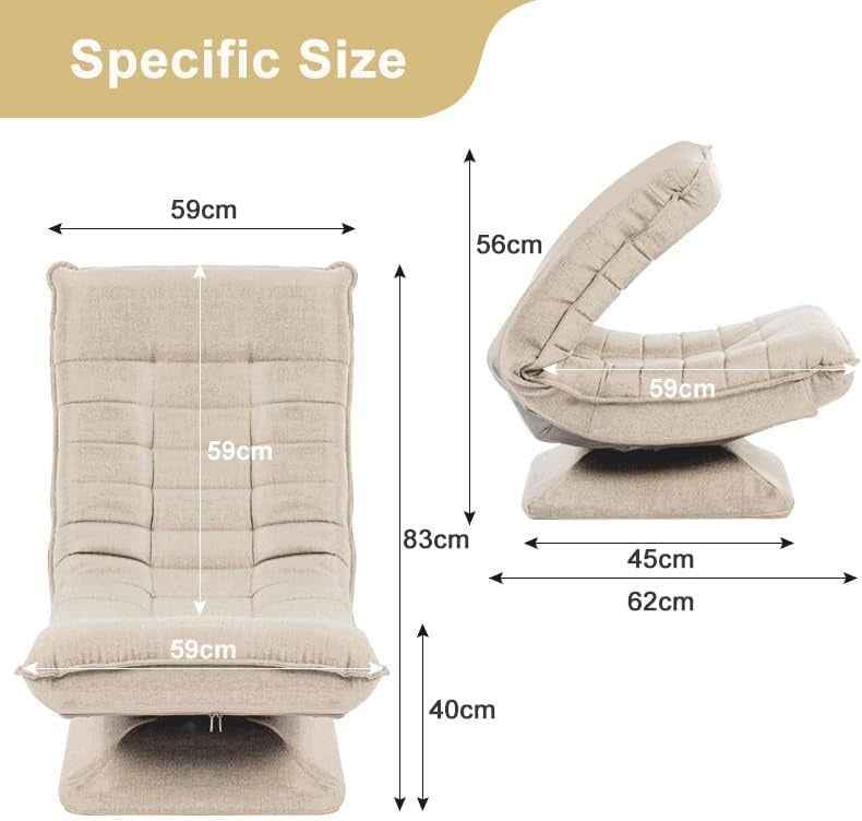 Xelvre Adjustable Swivel Recliner Chair – 360° Foldable Floor Lounge Chair with 5 Positions | Ergonomic & Space-Saving Design