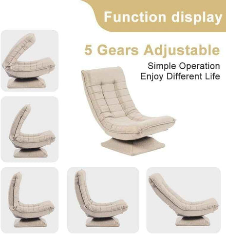 Xelvre Adjustable Swivel Recliner Chair – 360° Foldable Floor Lounge Chair with 5 Positions | Ergonomic & Space-Saving Design