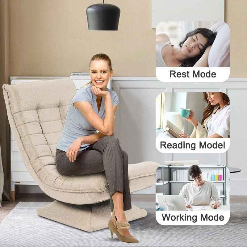 Xelvre Adjustable Swivel Recliner Chair – 360° Foldable Floor Lounge Chair with 5 Positions | Ergonomic & Space-Saving Design