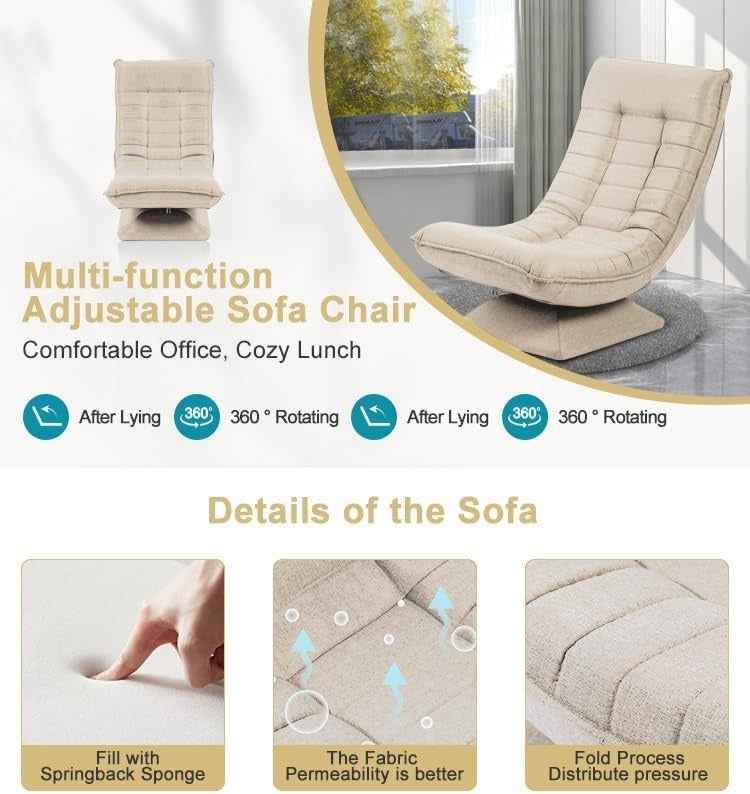 Xelvre Adjustable Swivel Recliner Chair – 360° Foldable Floor Lounge Chair with 5 Positions | Ergonomic & Space-Saving Design