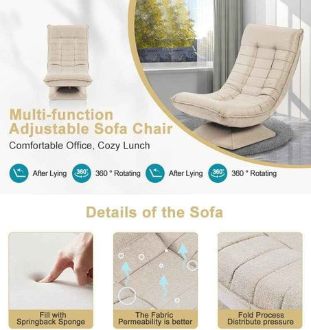 Xelvre Adjustable Swivel Recliner Chair – 360° Foldable Floor Lounge Chair with 5 Positions | Ergonomic & Space-Saving Design