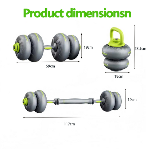Xelvre Soft & adjustable dumbbell set 20kg, 5-in-1 strength station with barbell, dumbbell, kettlebell function, floor-protecting for home gym, fitness strength training, compact workout set for home