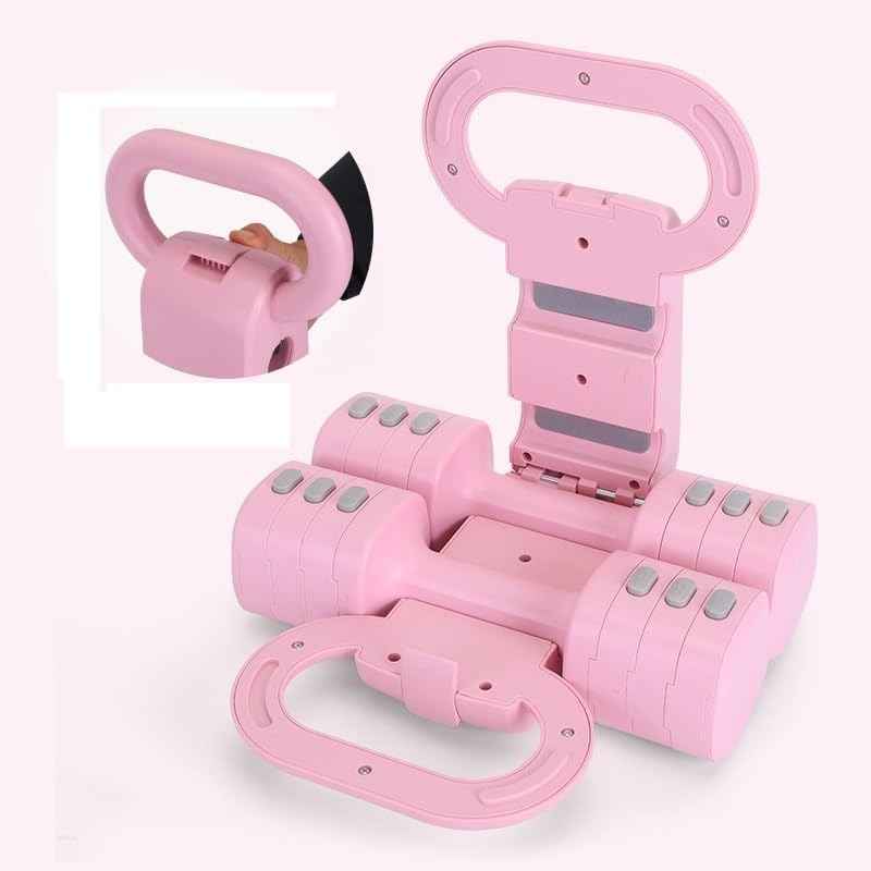 Xelvre Adjustable Kettlebell & Dumbbell Set for Women – 2-in-1 Pink Weights (1–5 kg) | Home Fitness Equipment