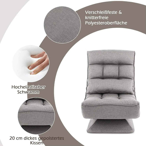 Xelvre Adjustable Swivel Recliner Chair – 360° Foldable Floor Lounge Chair with 5 Positions | Ergonomic & Space-Saving Design