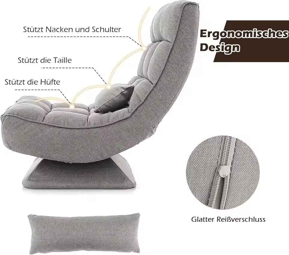 Xelvre Adjustable Swivel Recliner Chair – 360° Foldable Floor Lounge Chair with 5 Positions | Ergonomic & Space-Saving Design